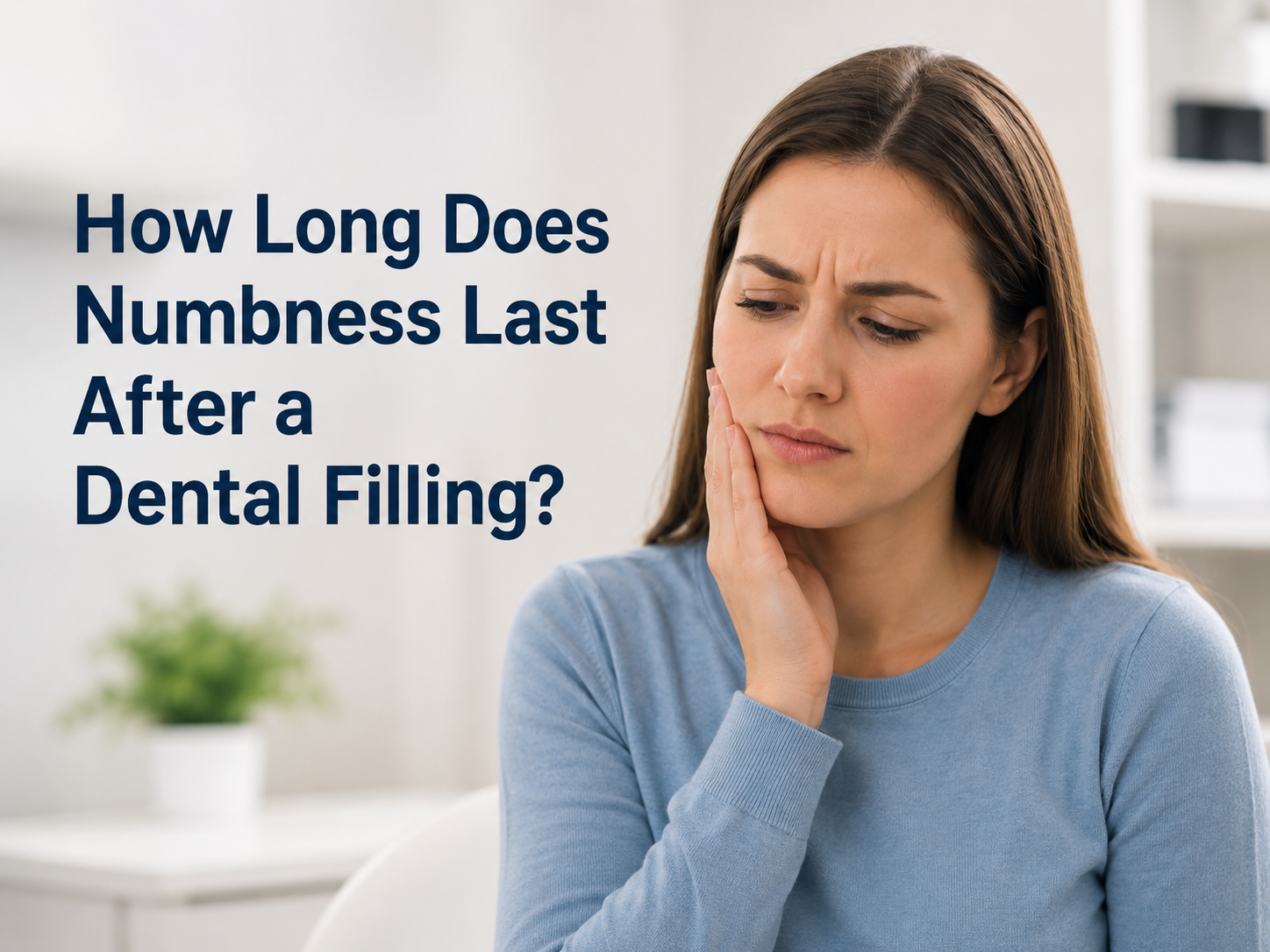 a women feeling numbness after dental filling