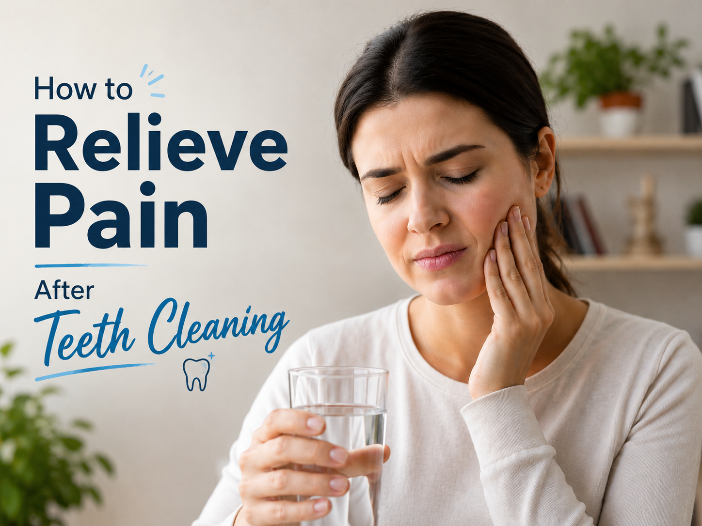 a woman relive pain after teeth cleaning
