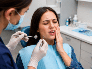 doctor checking tooth sensitiveness